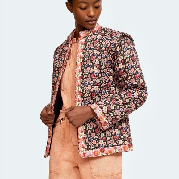 Sea New York Leslie Quilted Floral Cotton Jacket Pink Black Size Small - Picture 13 of 16